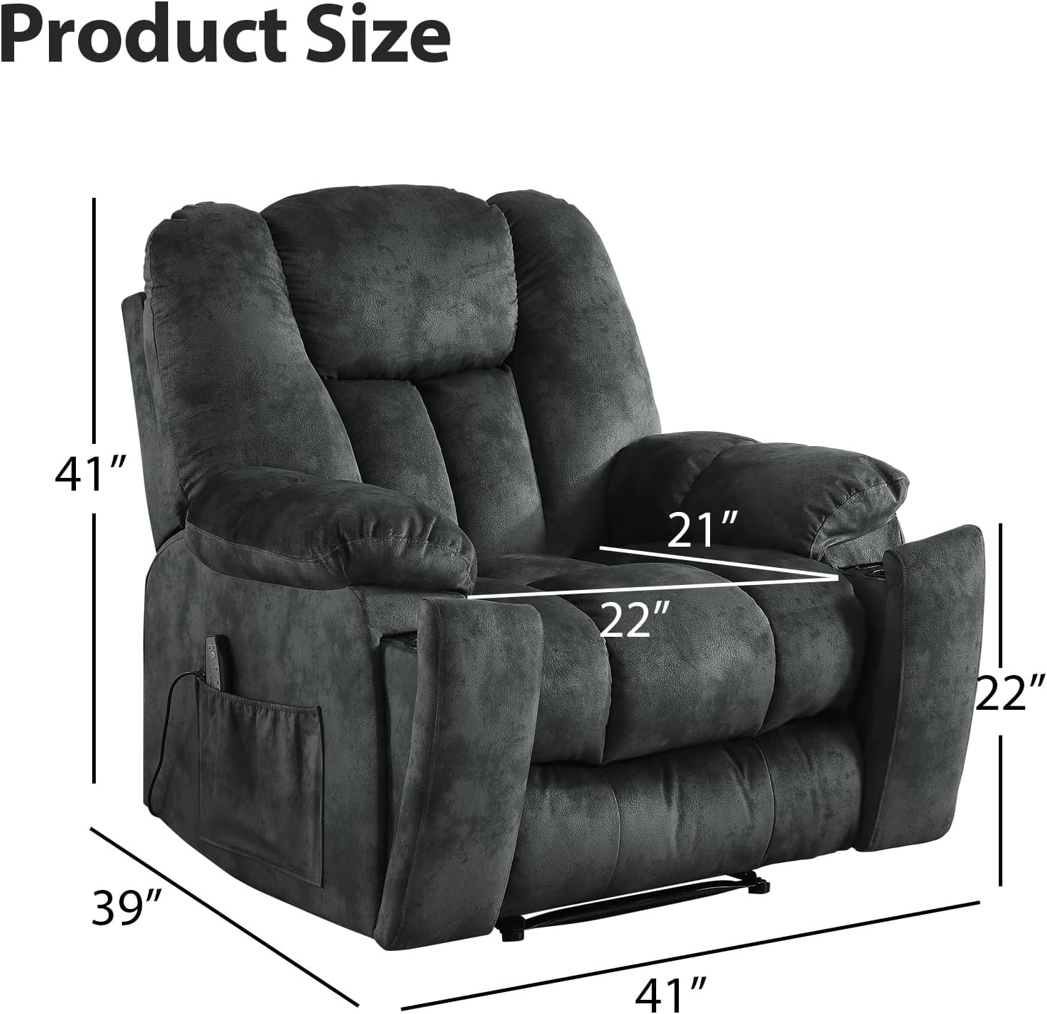 Manual Recliner Chair with Massage and Heat for Living Room