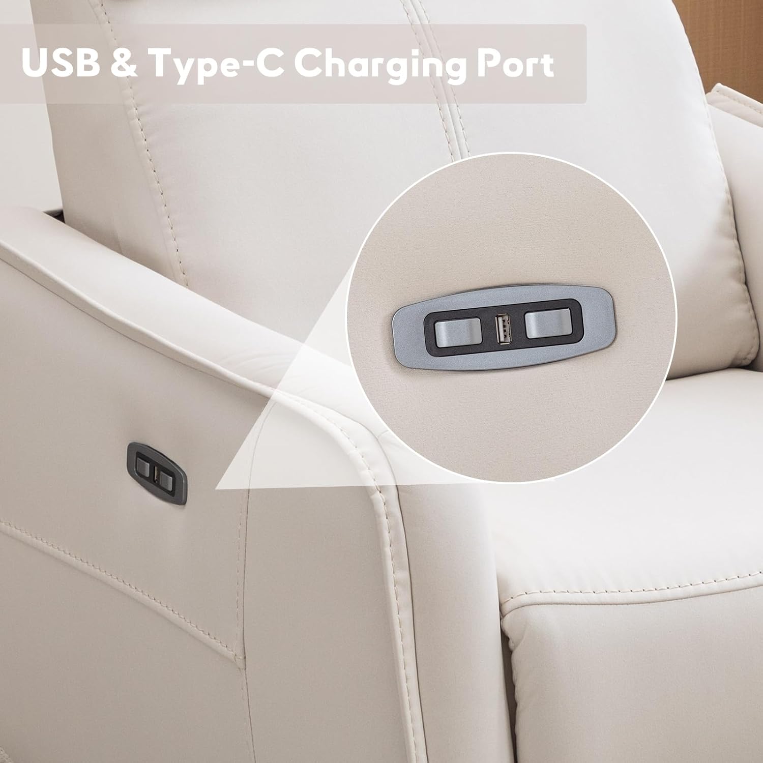 Power Swivel Rocker Recliner Chair with USB Port for Living Room