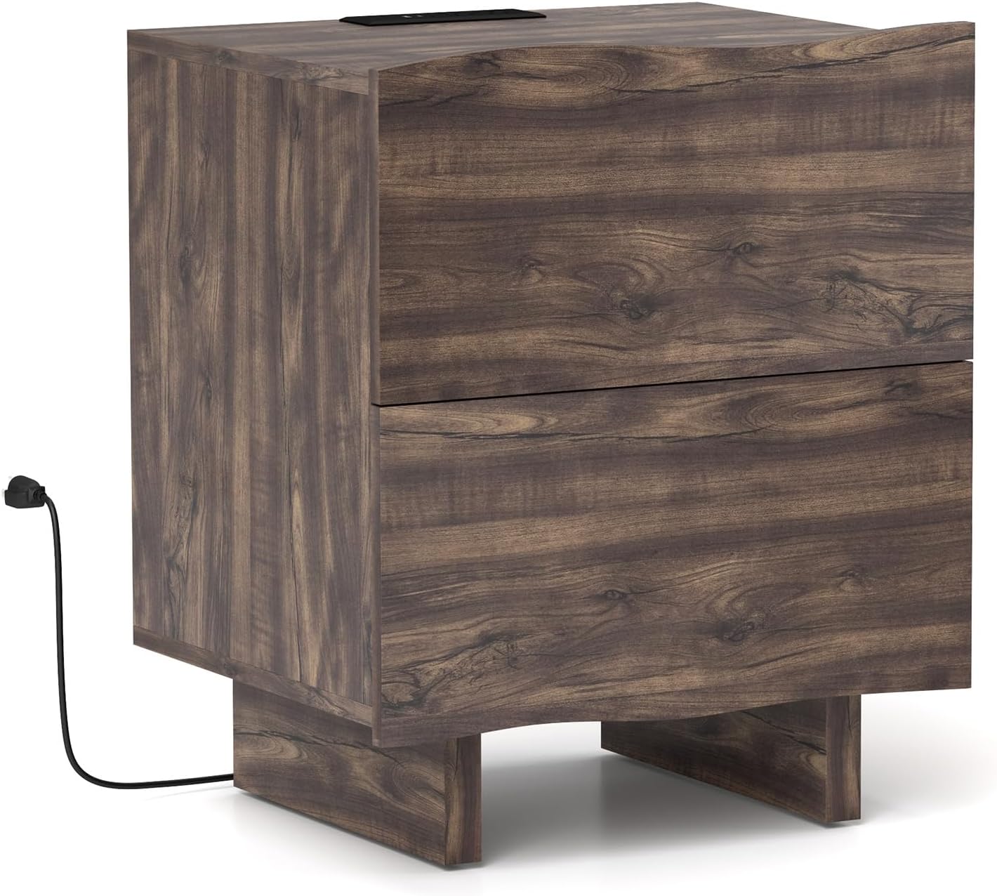 Nightstand with Charging Station and Drawers for Bedroom