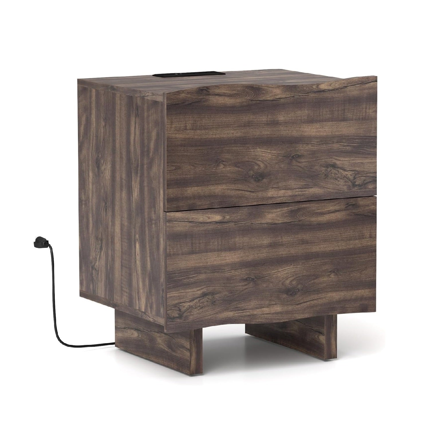 Nightstand with Charging Station and Drawers for Bedroom