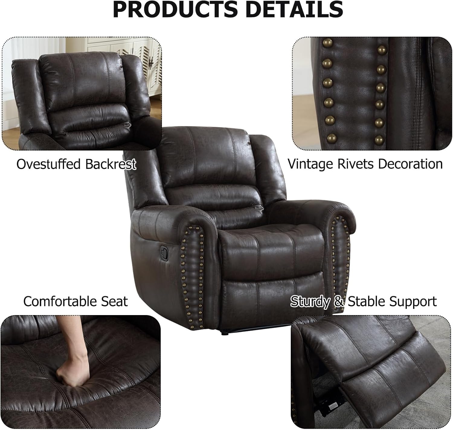 Classic Manual Recliner Chair for Living Room