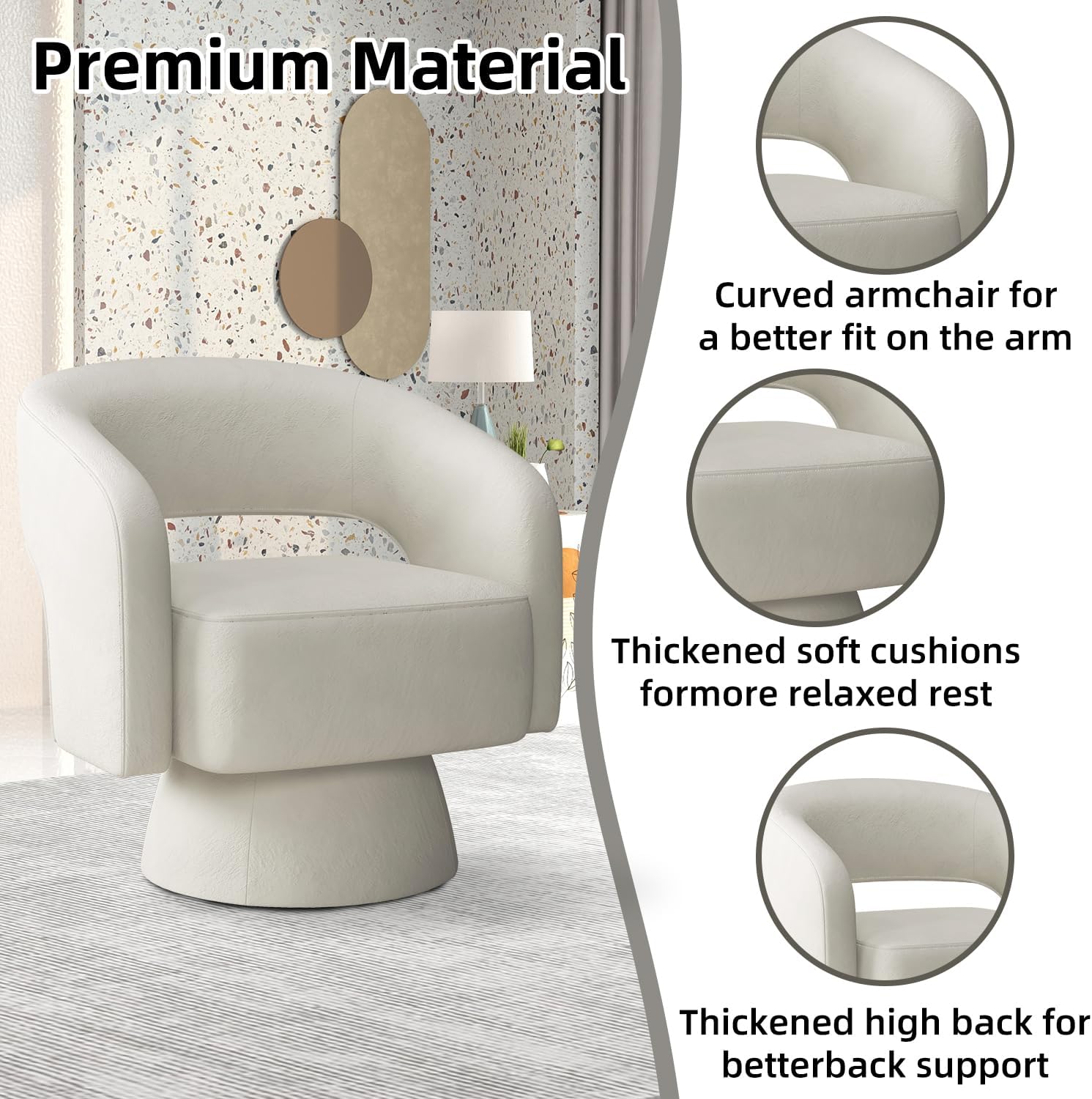 Swivel Foam Accent Chair Upholstered Chair for Living Room