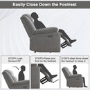 Manual Rocker Recliner Chair for Living Room - Grey