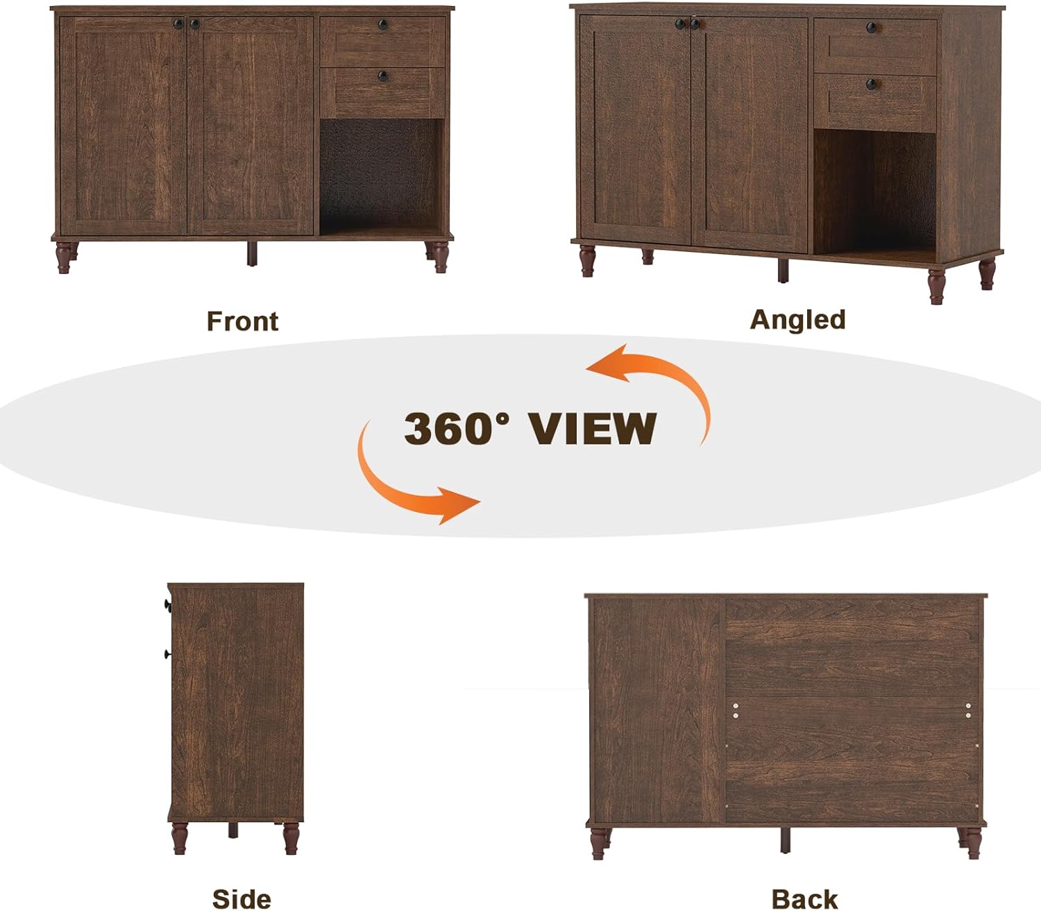 Mid-Century Modern TV Console Cabinet for Living Room