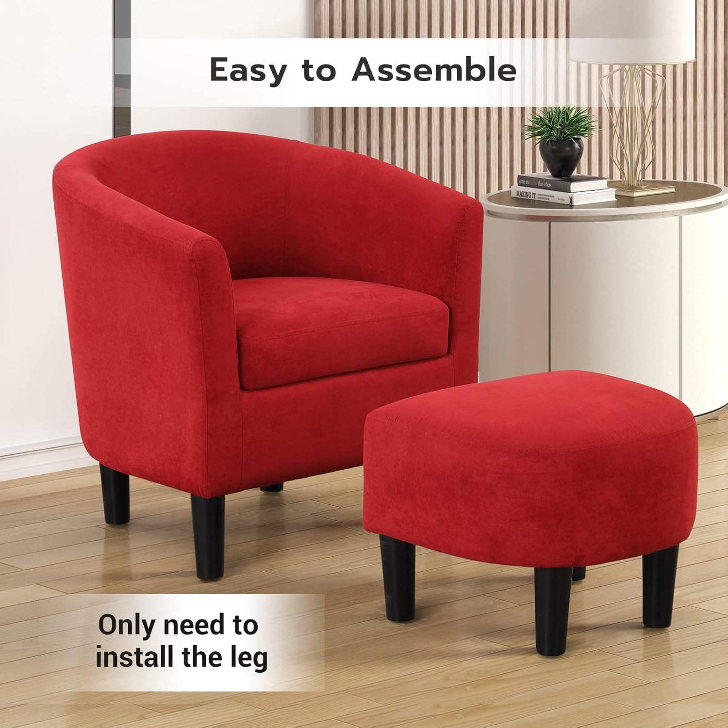 Modern Accent Chair with Ottoman for Living Room