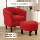 Modern Accent Chair with Ottoman - Red