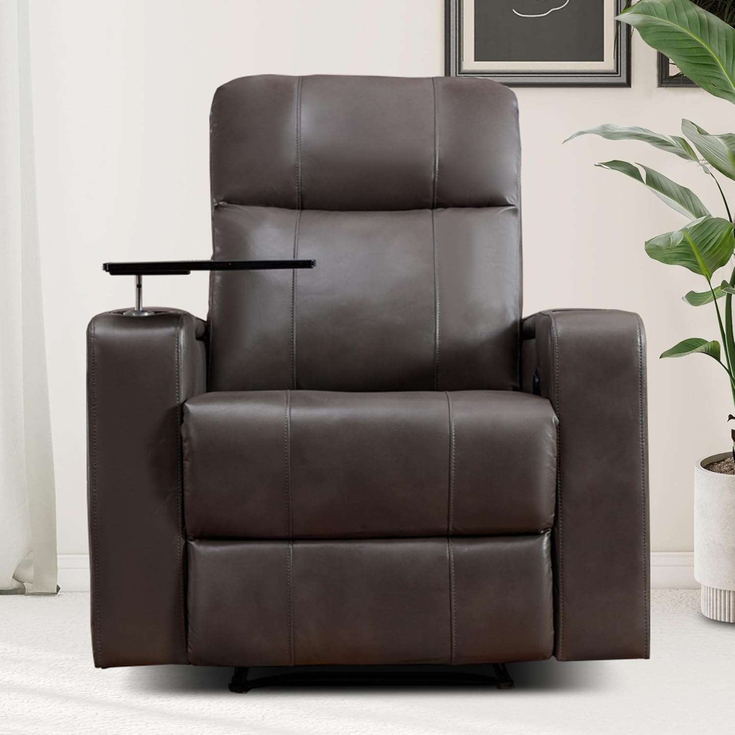 Power Recliner Chair PU Leather with USB and Cup Holders for Living Room