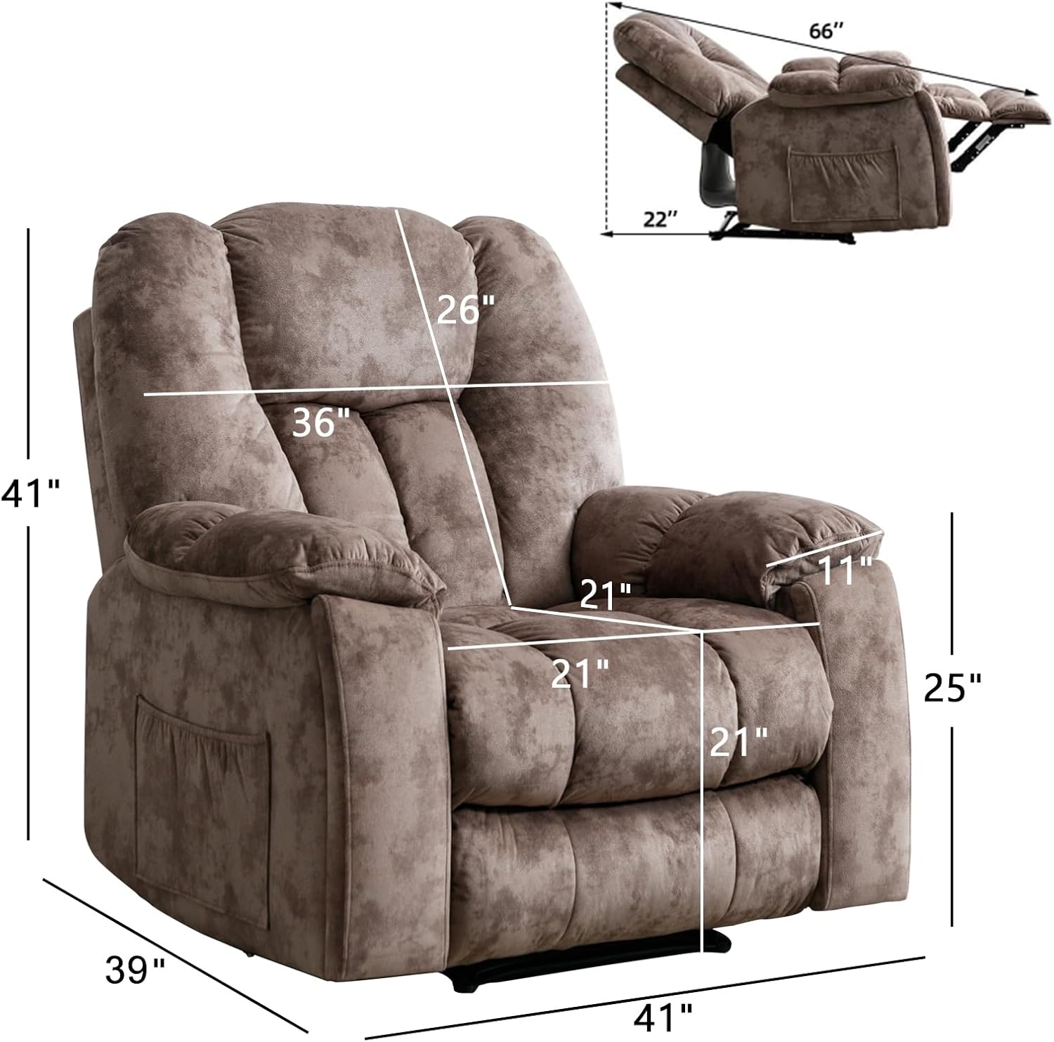 Manual Recliner Chair with Massage and Heat for Living Room