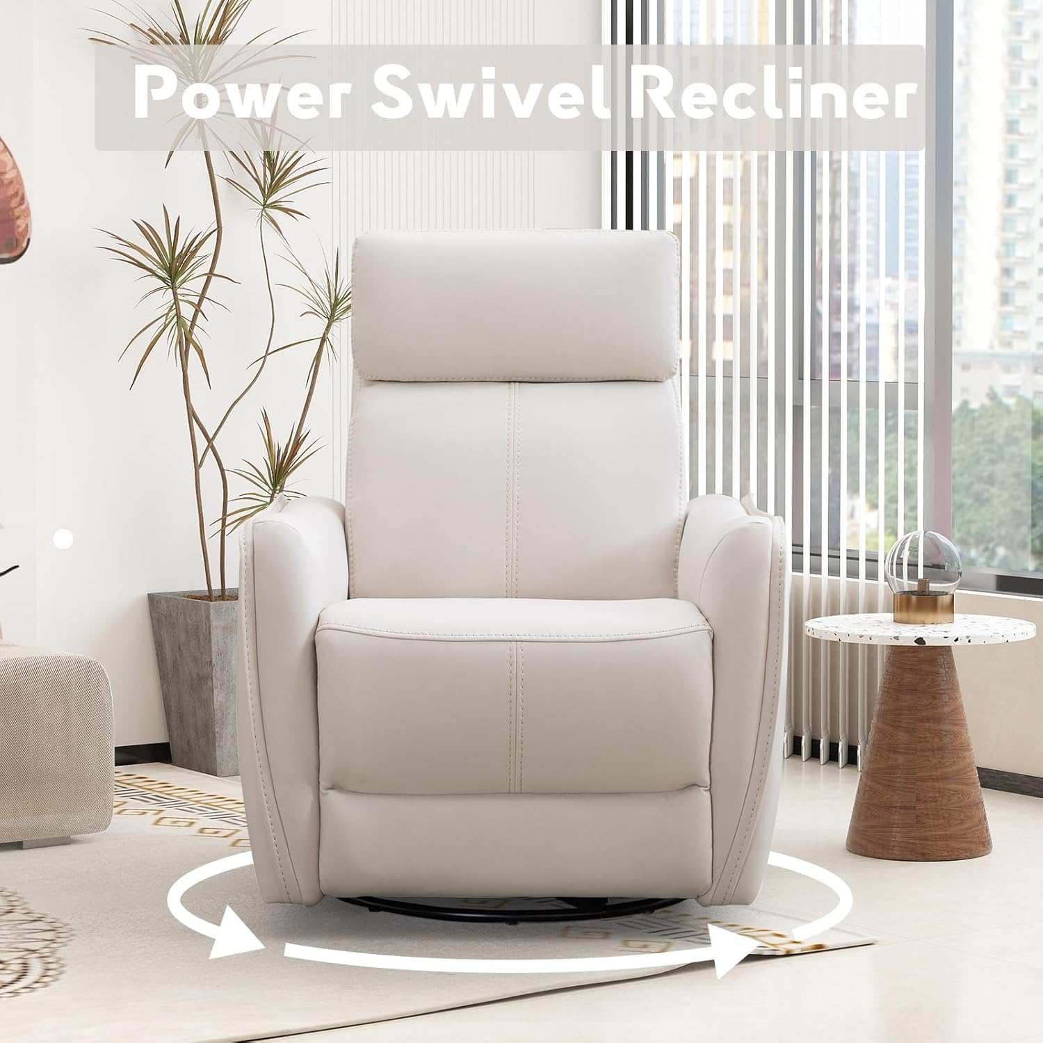 Power Swivel Rocker Recliner Chair with USB Port for Living Room