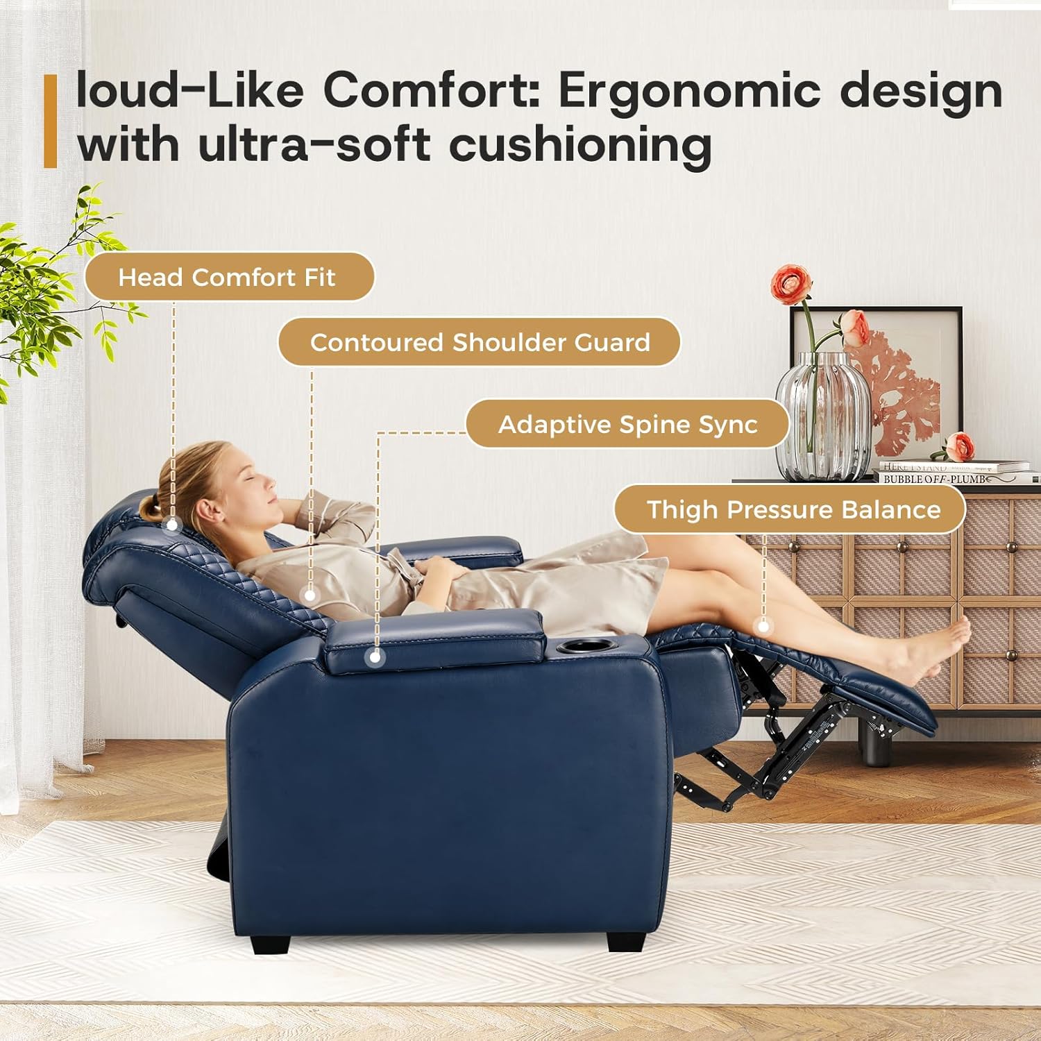 Power Recliner Home Theater Chair with LED for Living Room