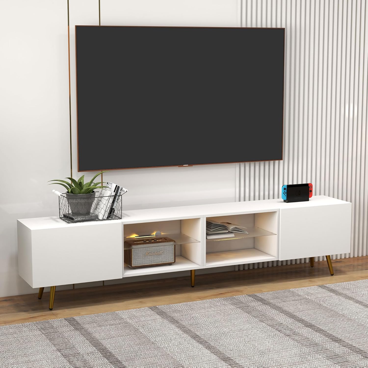 Modern LED TV Stand with Storage for Living Room