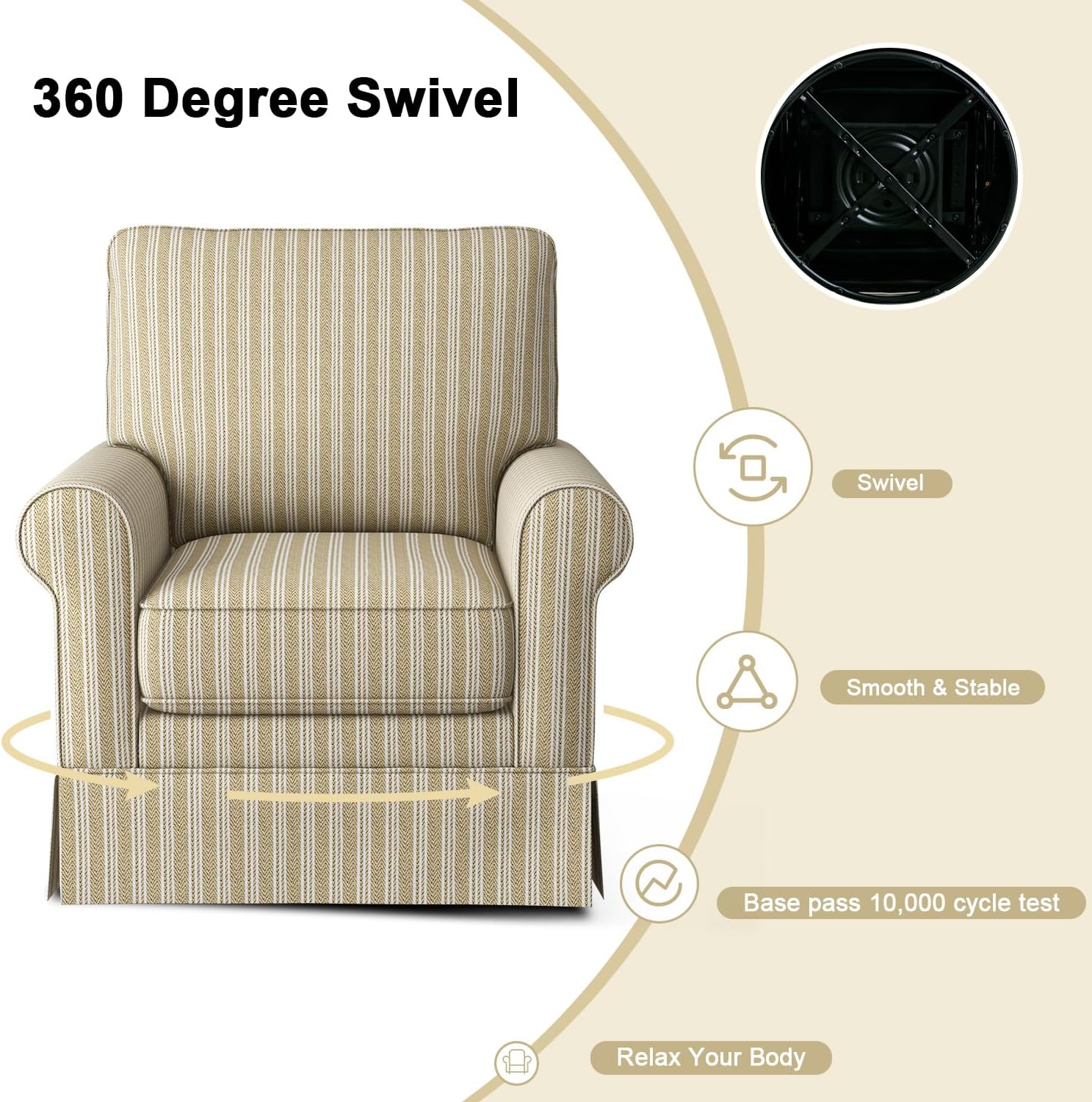 Swivel Accent Chair Upholstered Armchair for Living Room