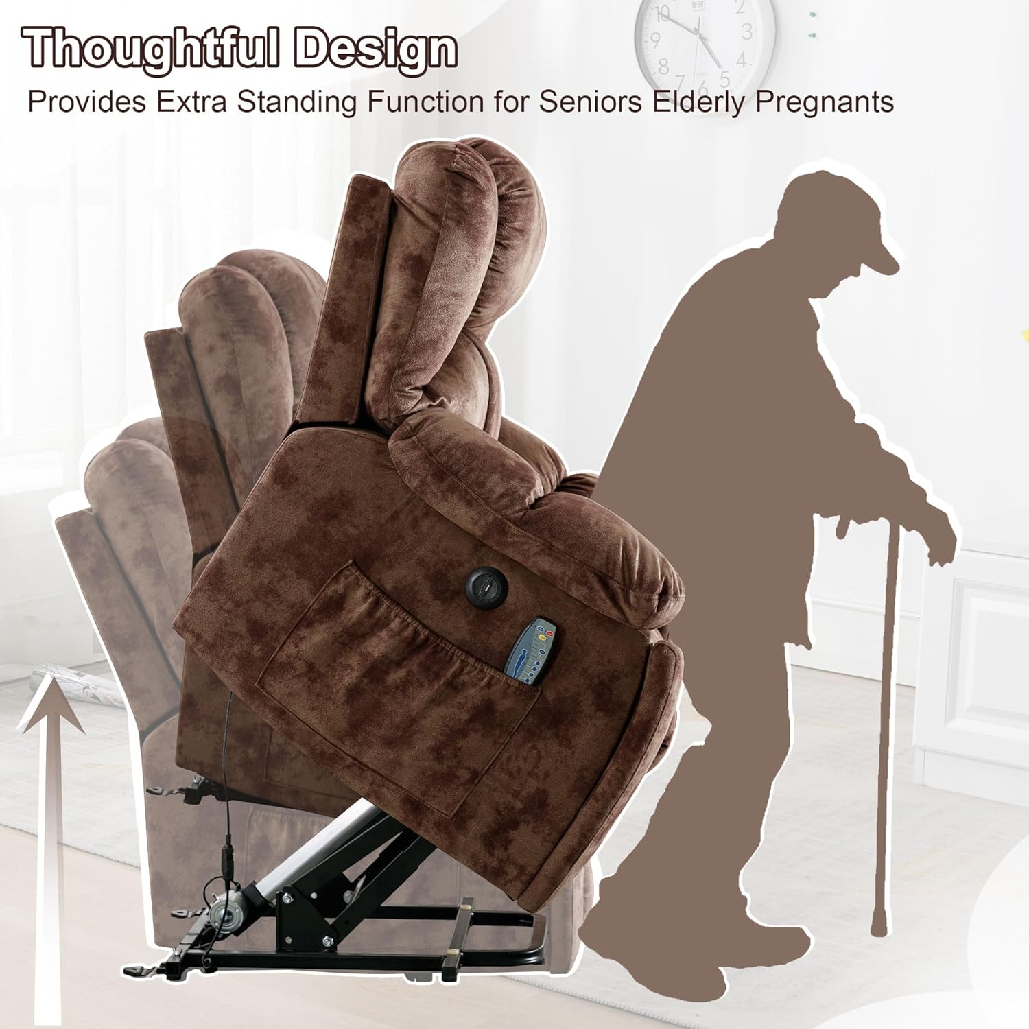 Power Lift Recliner Chair with Massage and Heat for Living Room