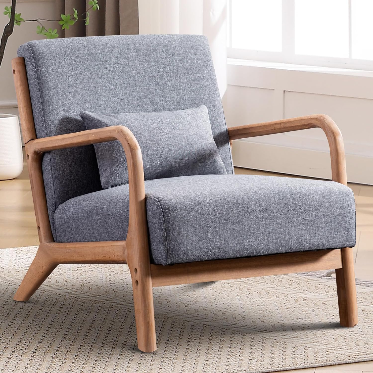 Mid Century Accent Chair Upholstered Armchair for Living Room