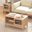Modern Coffee Table with Sliding Doors - Oak