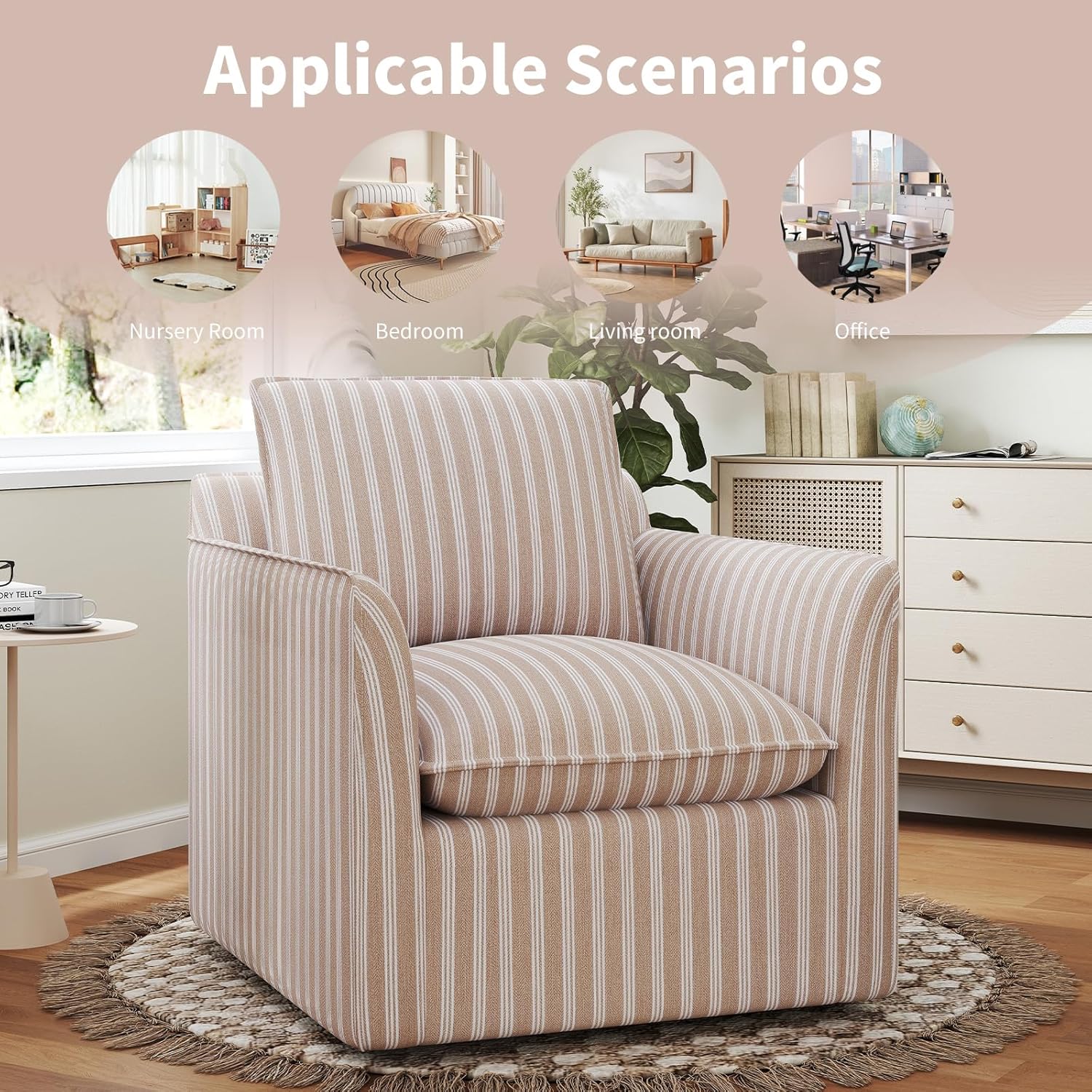 Swivel Accent Chair Upholstered Armchair for Living Room