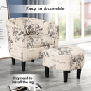 Modern Accent Chair with Ottoman - White Floral