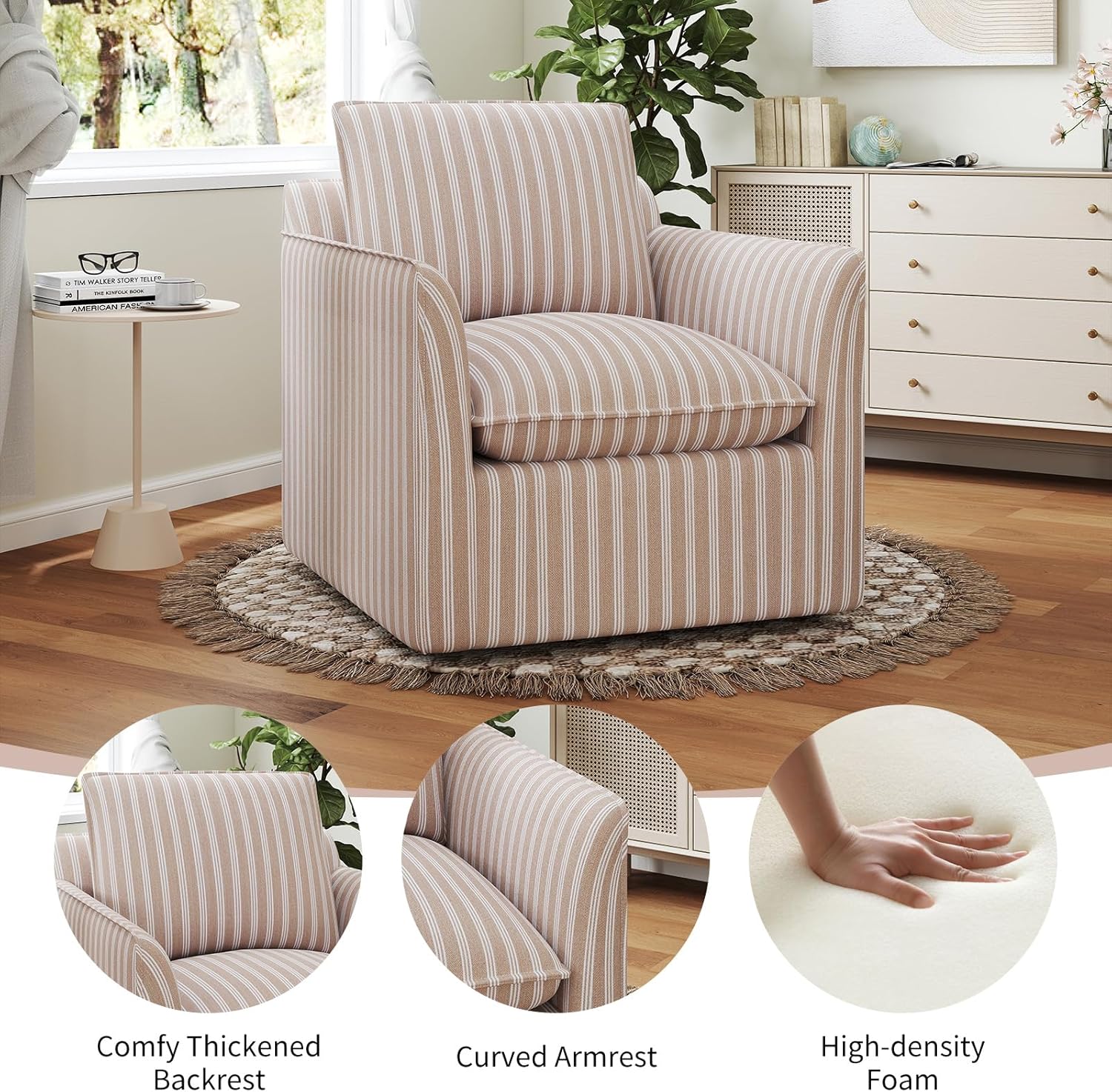 Swivel Accent Chair Upholstered Armchair for Living Room