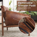 Mid-Century Leather Accent Chair with Arm Pads - Camel