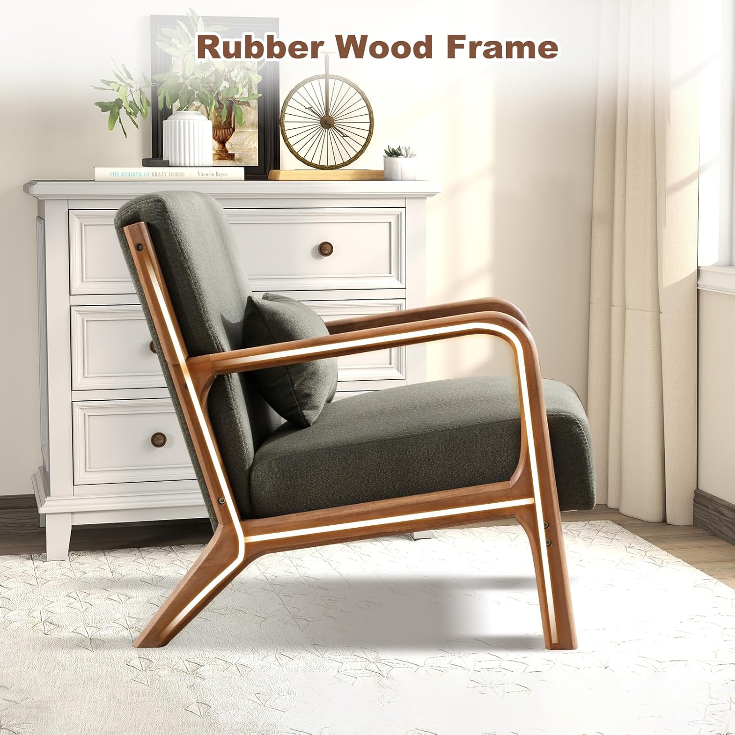 Mid Century Accent Chair Upholstered Armchair for Living Room