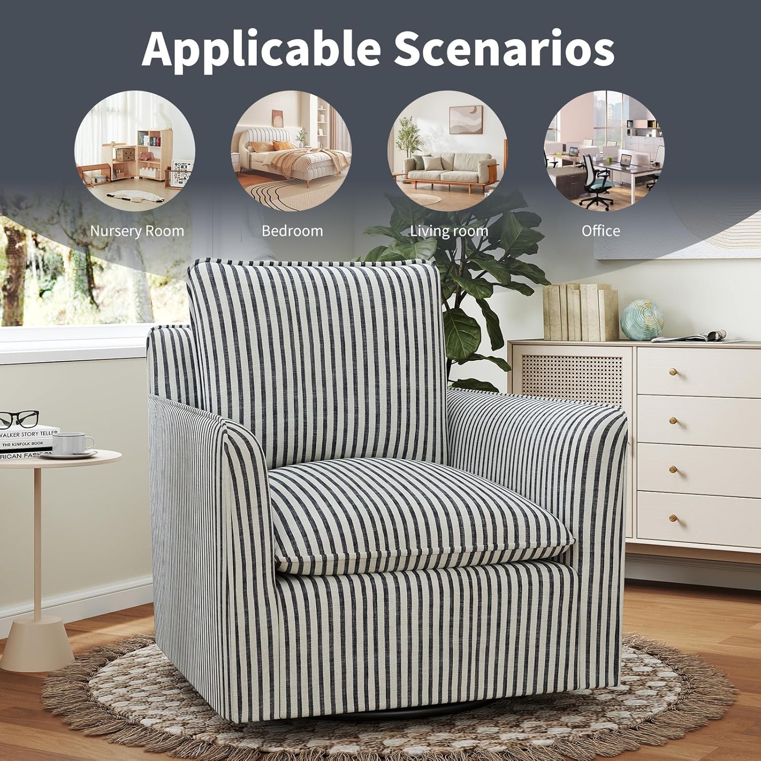 Swivel Accent Chair Upholstered Armchair for Living Room