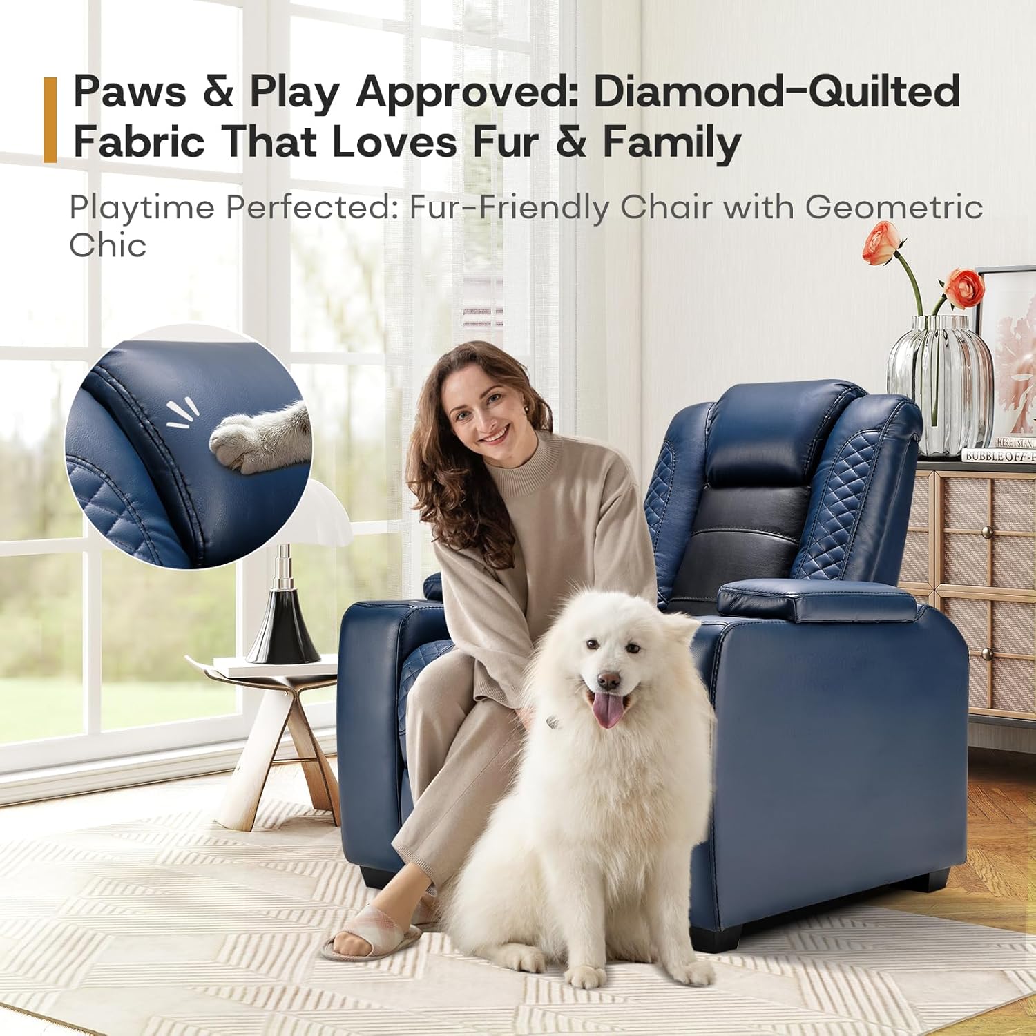Power Recliner Home Theater Chair with LED for Living Room