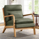 Mid-Century Linen Accent Chair with Lumbar Pillow - Green