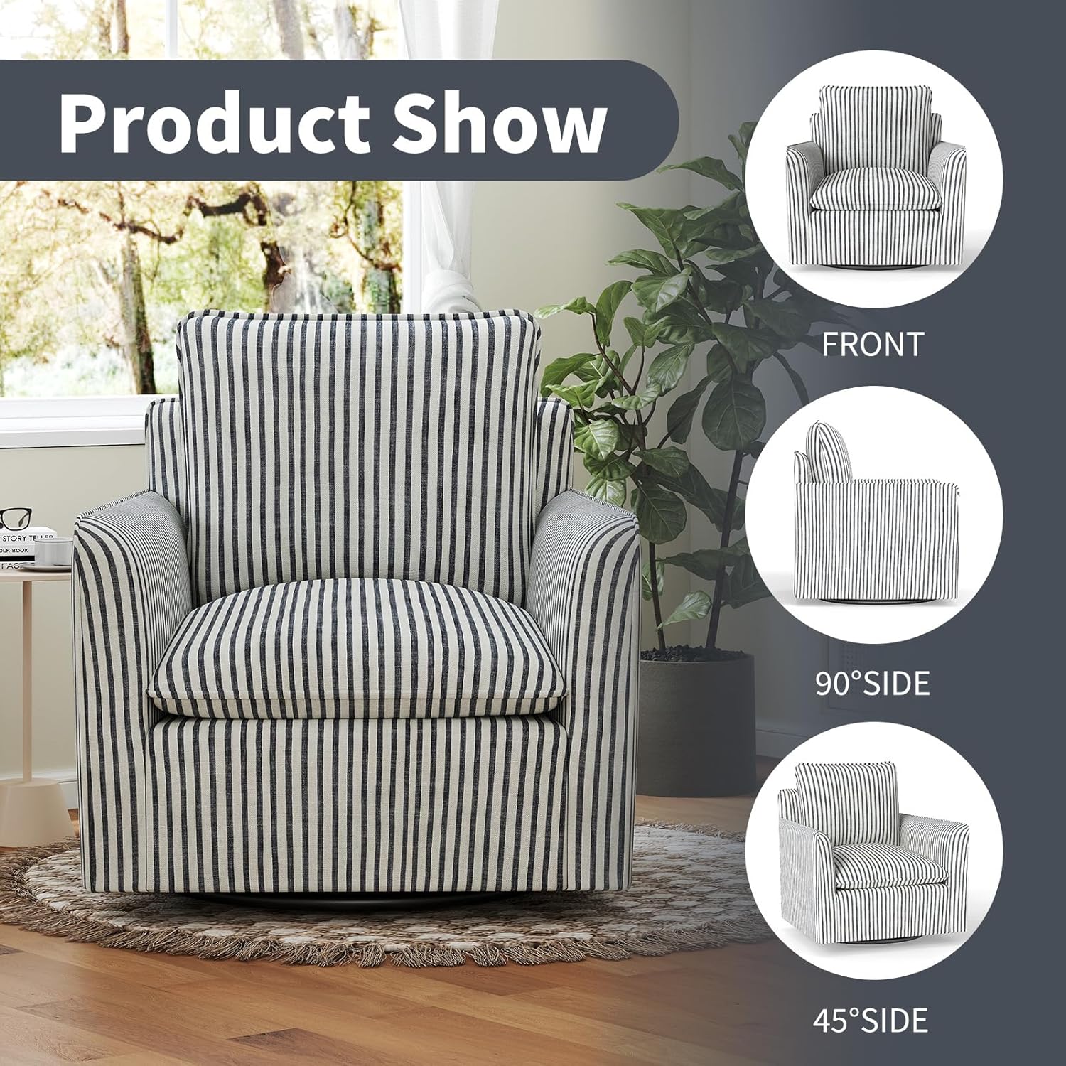 Swivel Accent Chair Upholstered Armchair for Living Room