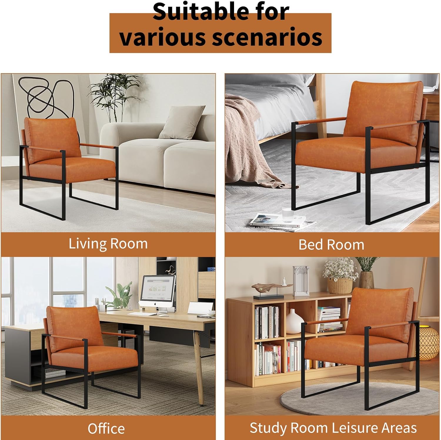 Fixed Accent Armchair Upholstered Chair for Living Room