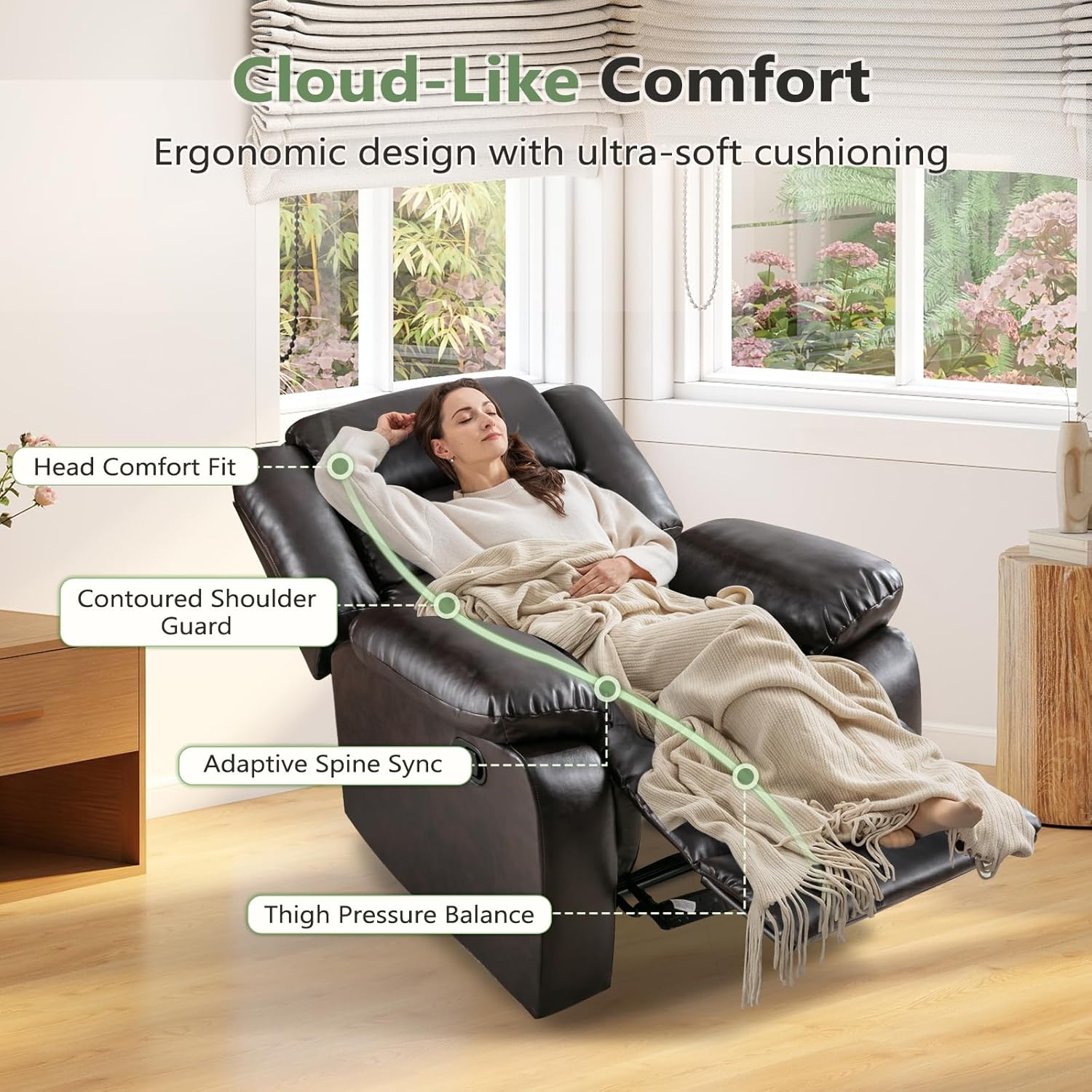 Manual Fabric Recliner Chair for Living Room