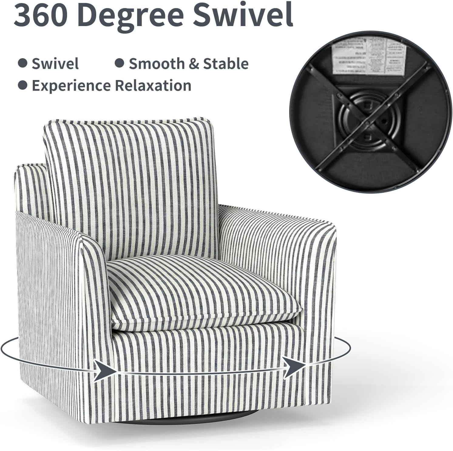 Swivel Accent Chair Upholstered Armchair for Living Room