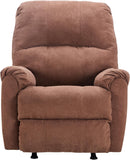 Manual Rocker Recliner Chair with Overstuffed Backrest - Brown