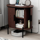 Mid-Century Side Coffee Table with Charging Station - Walnut