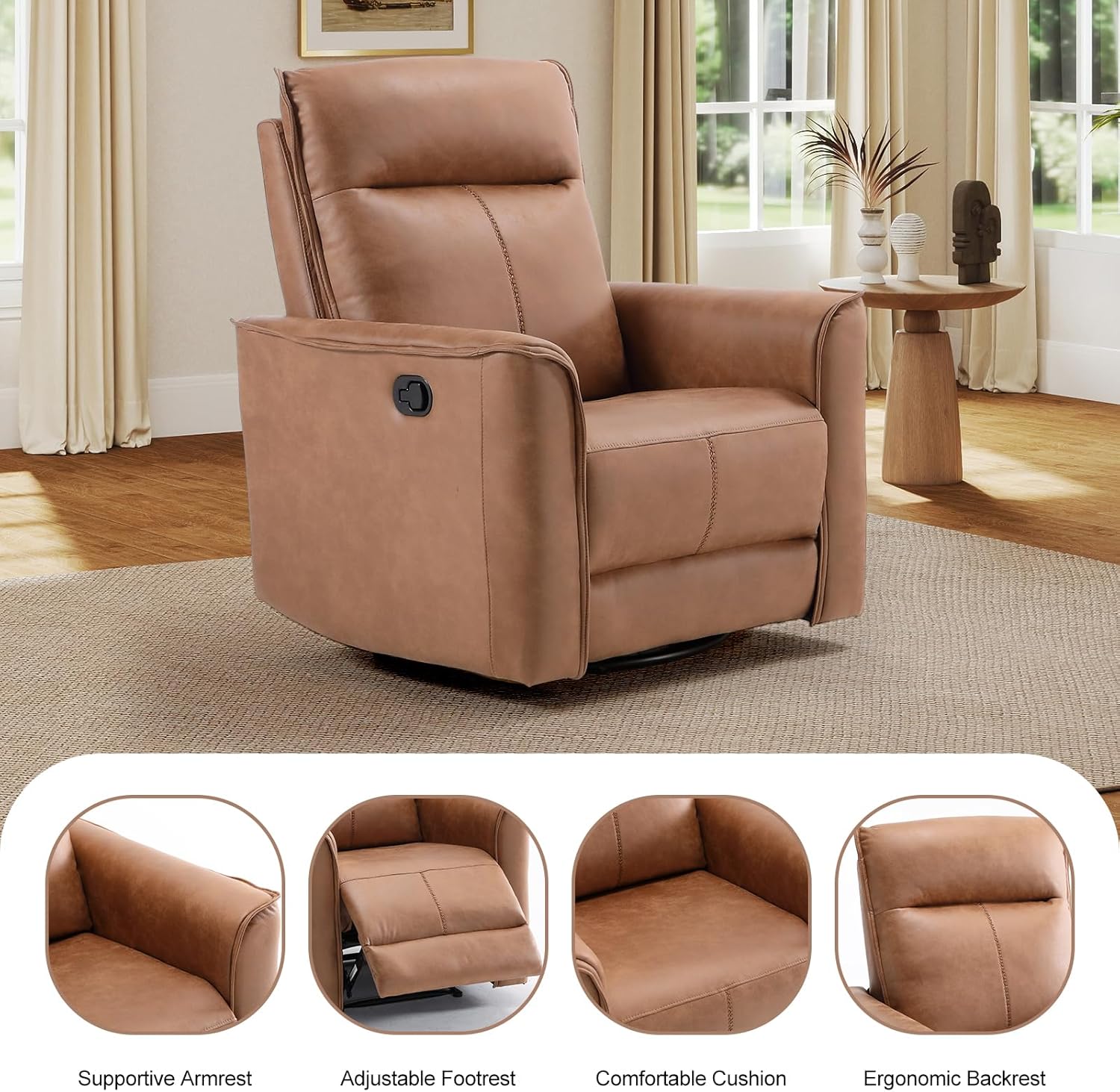 Swivel Rocker Manual Recliner Chair for Living Room