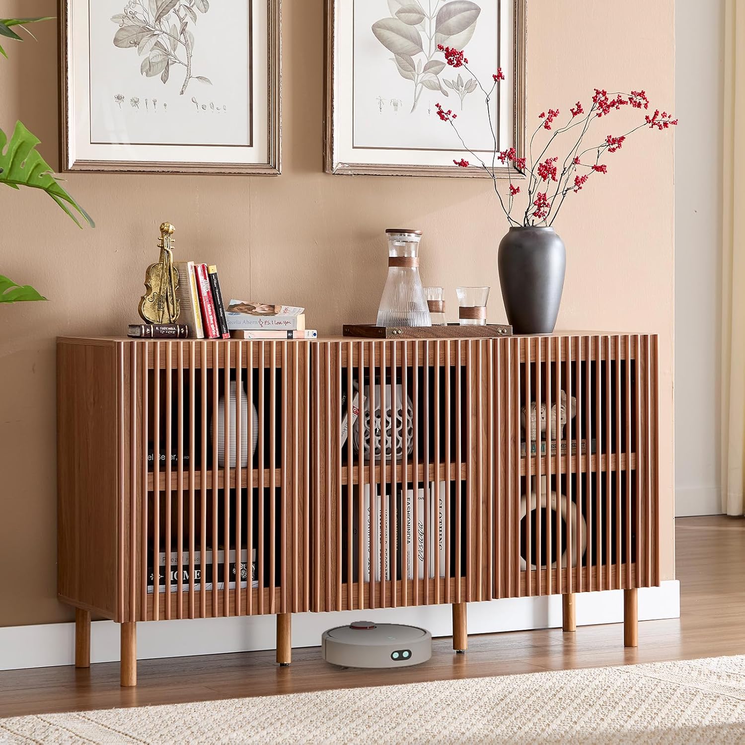 Modern Credenza Storage Cabinet with Adjustable Shelves for Living Room