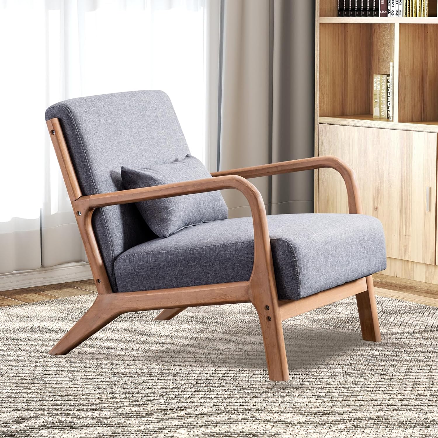 Mid Century Accent Chair Upholstered Armchair for Living Room