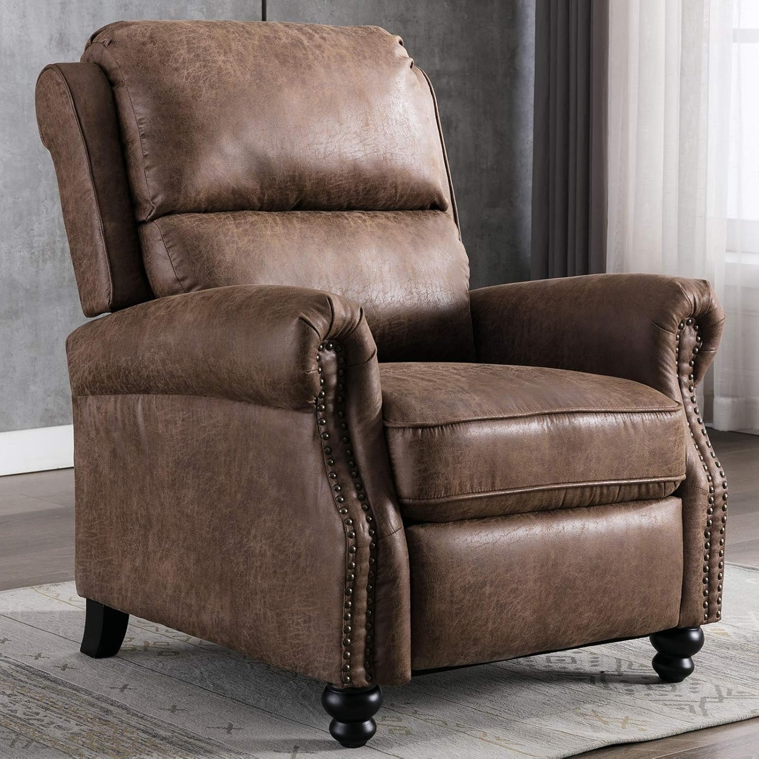 Pushback Recliner Armchair with Rivet for Living Room