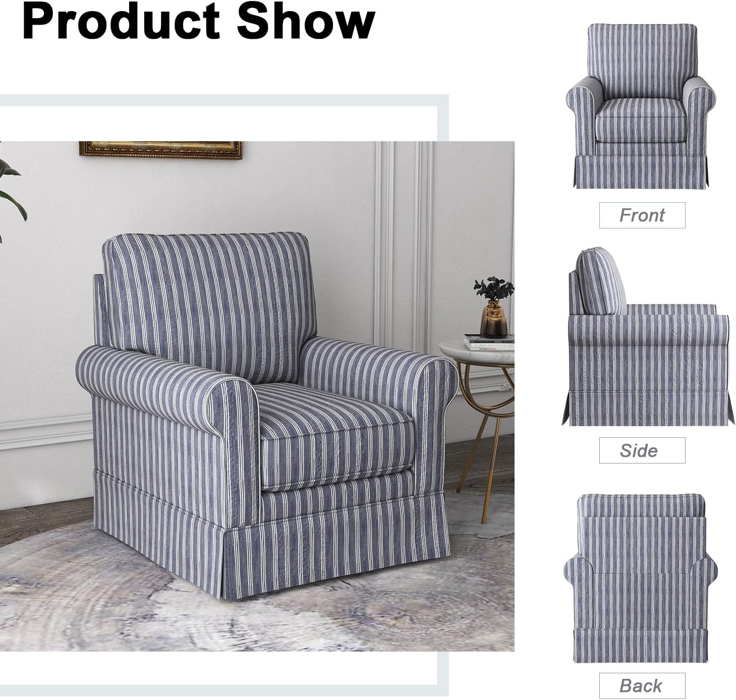 Swivel Accent Chair Upholstered Armchair for Living Room