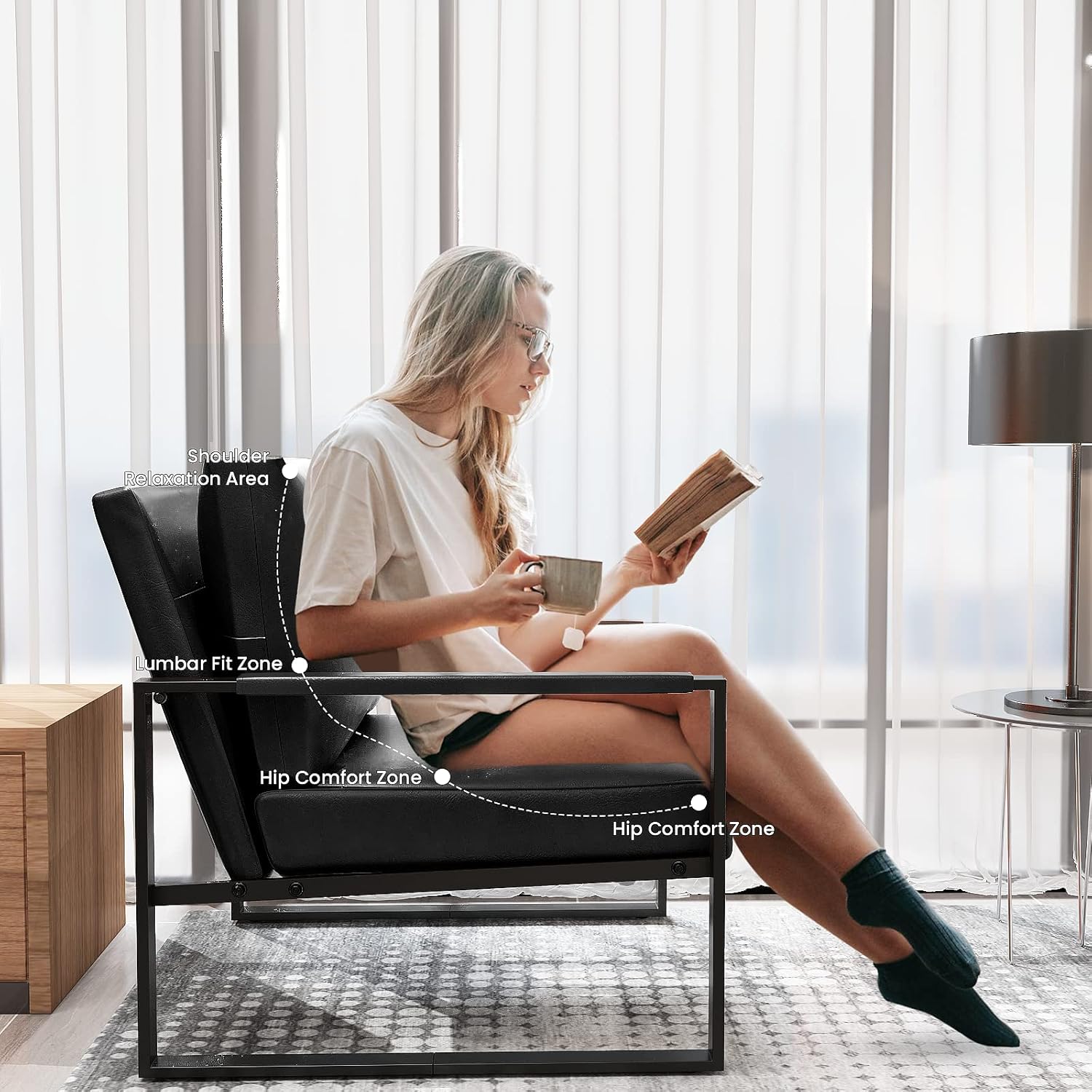Fixed Accent Armchair Upholstered Chair for Living Room