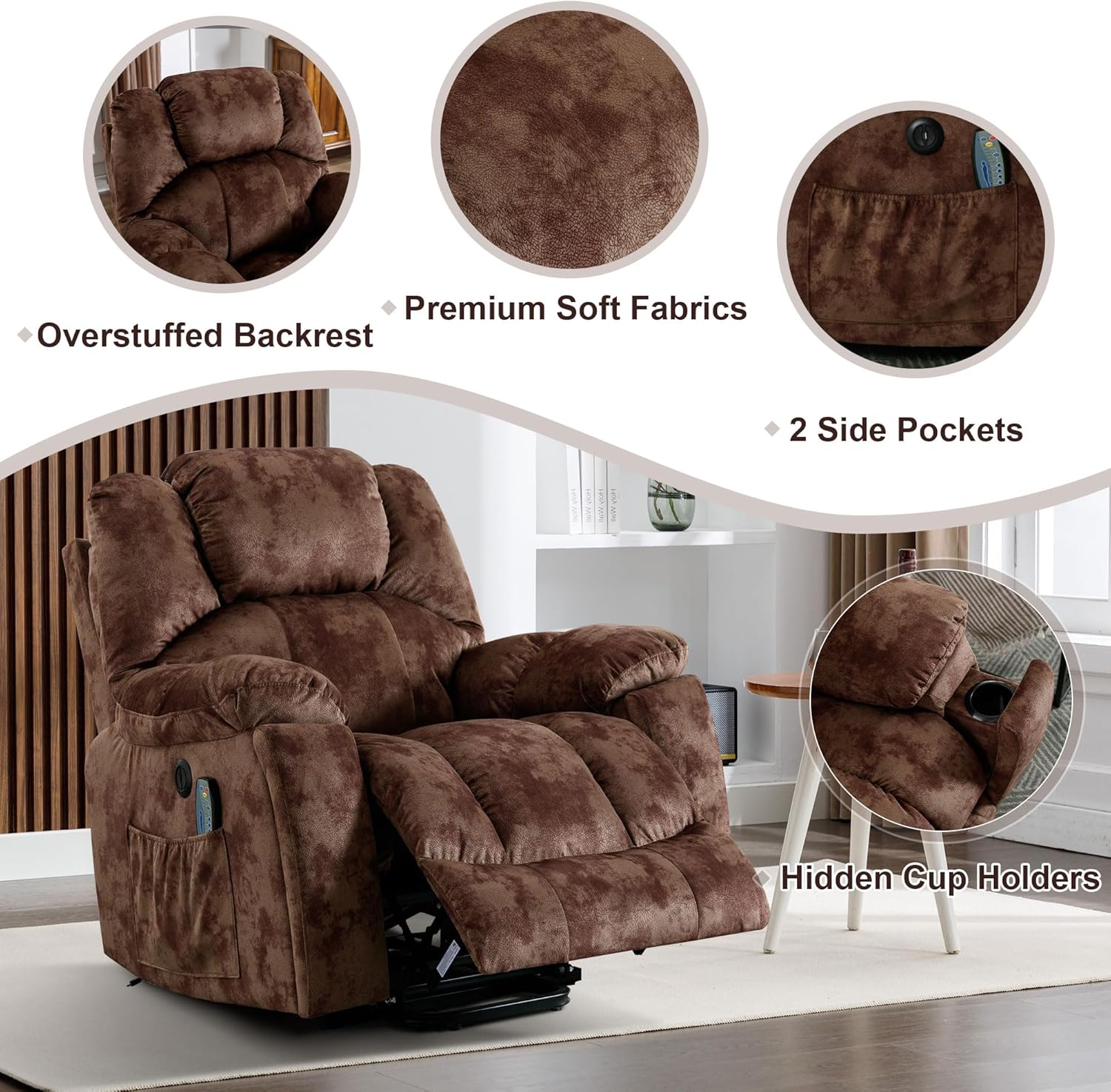 Power Lift Recliner Chair with Massage and Heat for Living Room