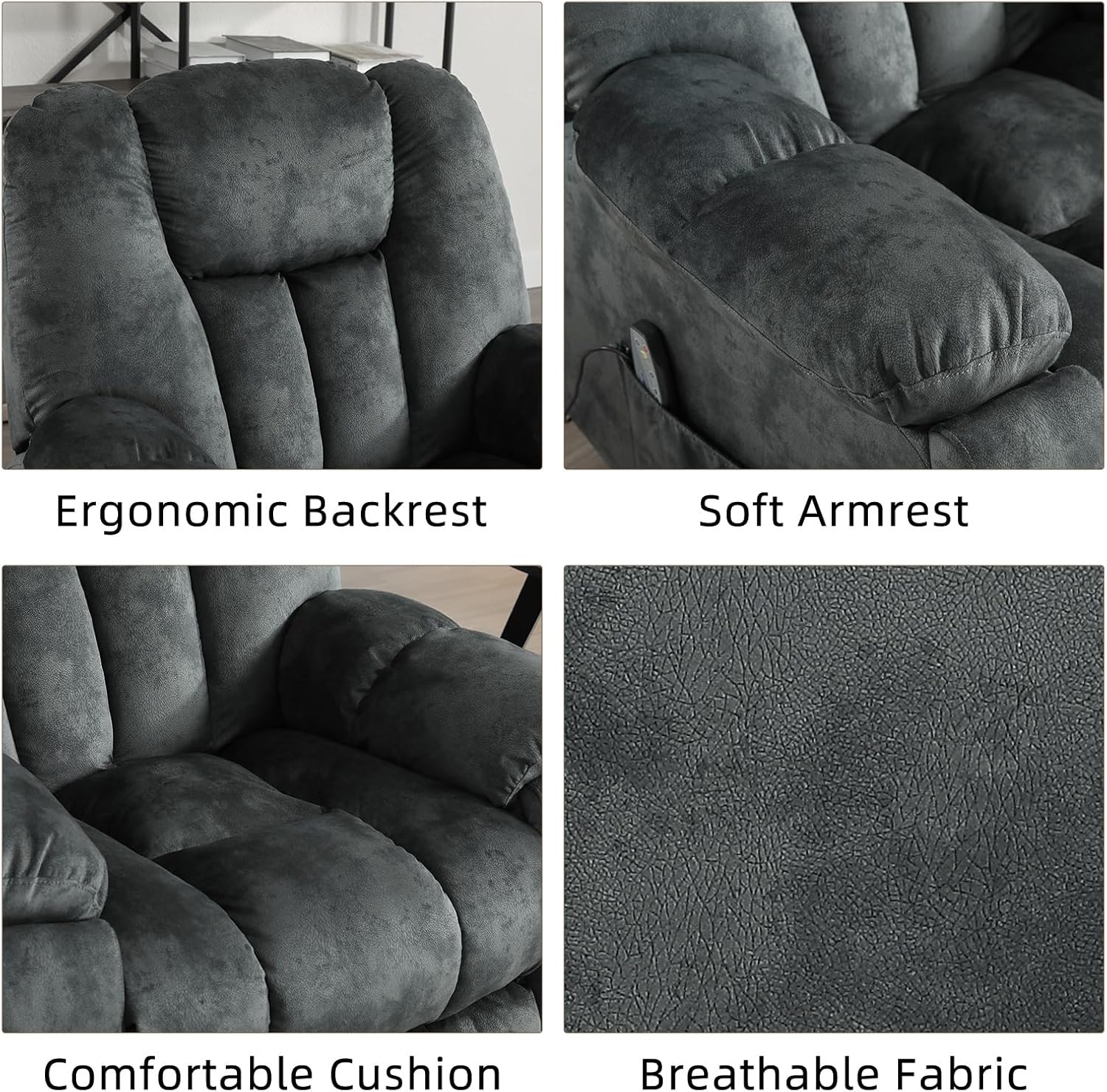 Manual Recliner Chair with Massage and Heat for Living Room