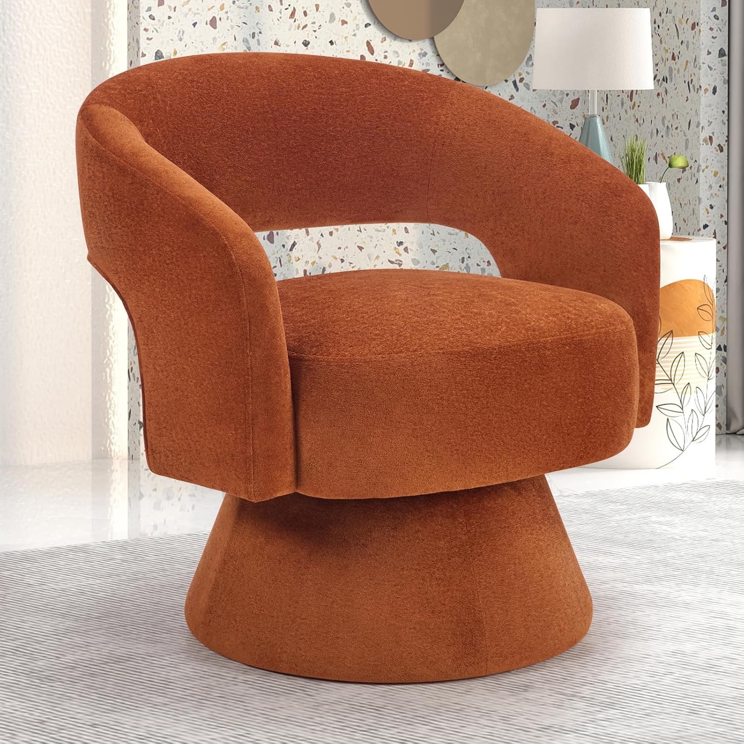 Round Ergonomic Swivel Accent Chair for Living Room