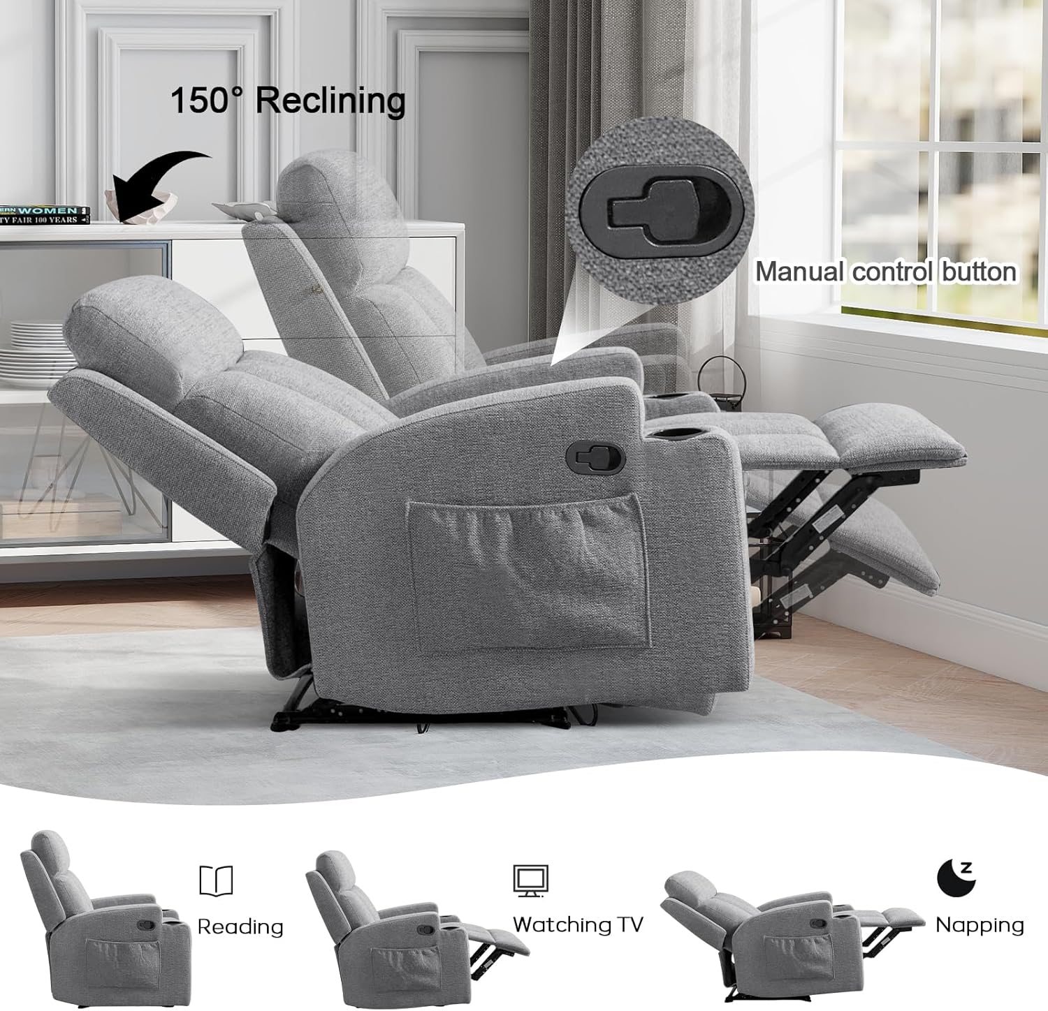 Recliner Chair with Massage and Heat for Living Room