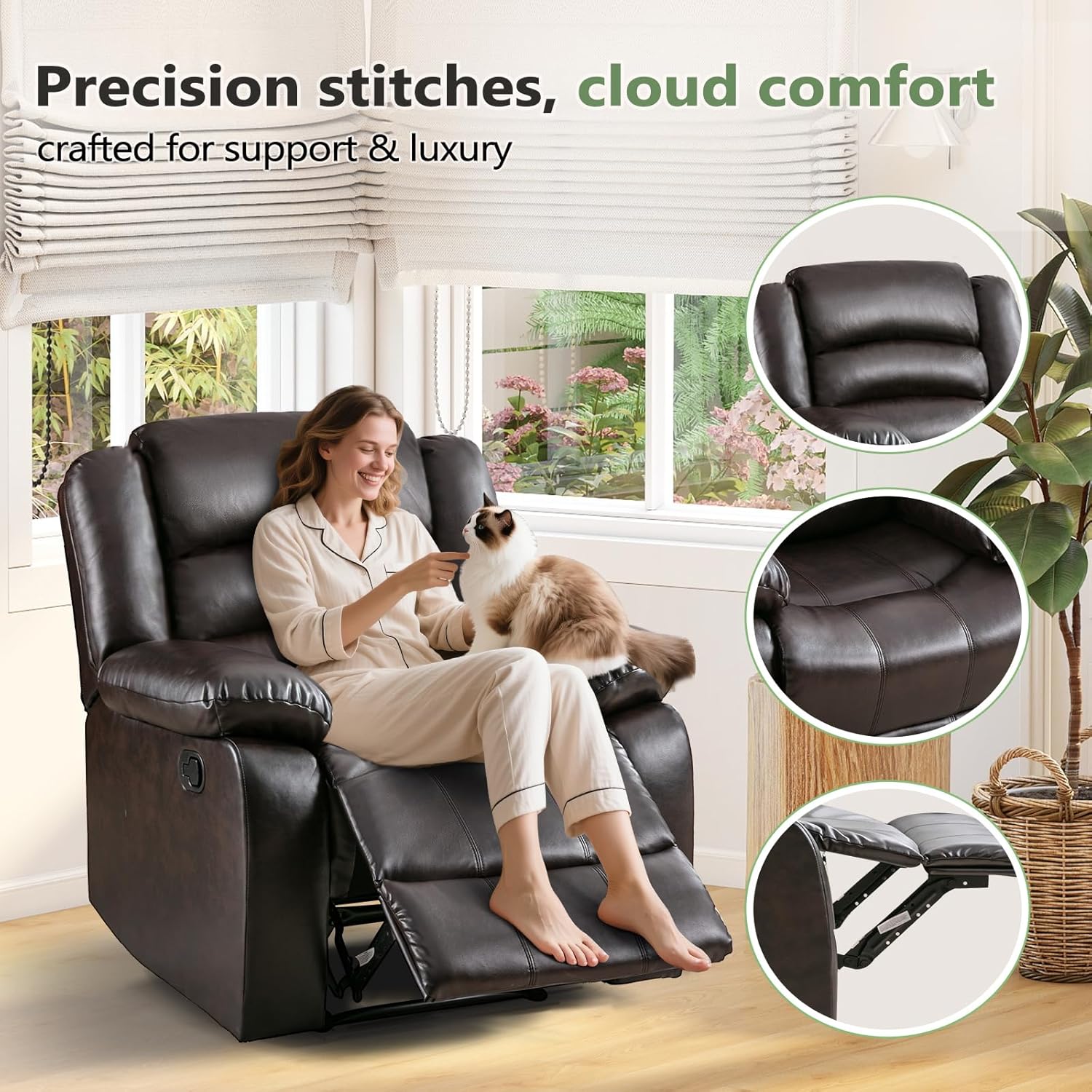 Manual Fabric Recliner Chair for Living Room