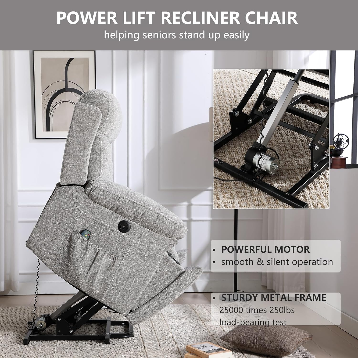 Power Lift Recliner Chair with Massage and Heat for Living Room
