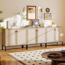 Kitchen Storage Sideboard with Rattan Decorated Doors - Natural Oak