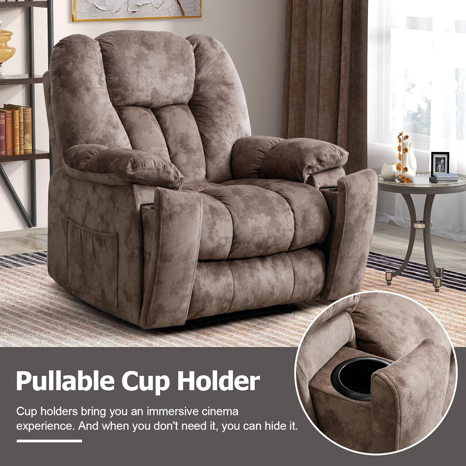 Manual Recliner Chair with Massage and Heat for Living Room