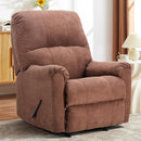 Manual Rocker Recliner Chair with Overstuffed Backrest - Brown