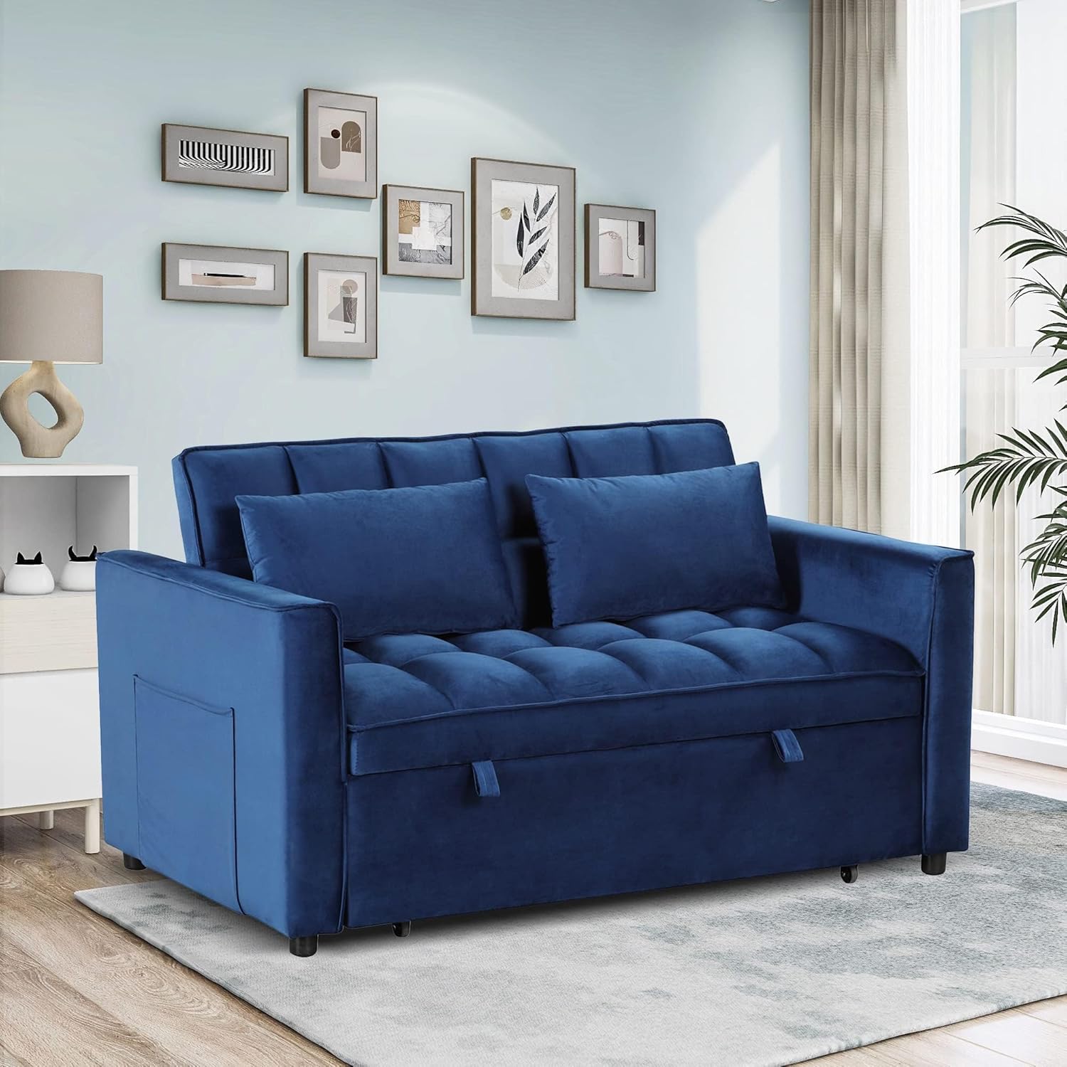 3-in-1 Convertible Sofa Bed with Adjustable Recline for Living Room