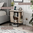 Mid-Century Side Coffee Table with Charging Station - Oak